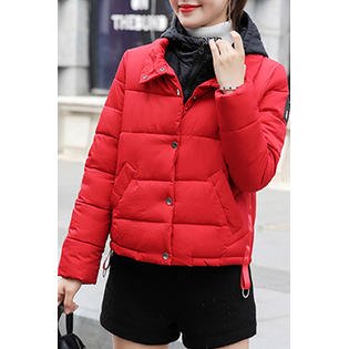 Women Amazing Solid Colored Thick Long Sleeve Easy Hooded Neck Zipper Closure Winter Casual Padded Jacket - WJC23613