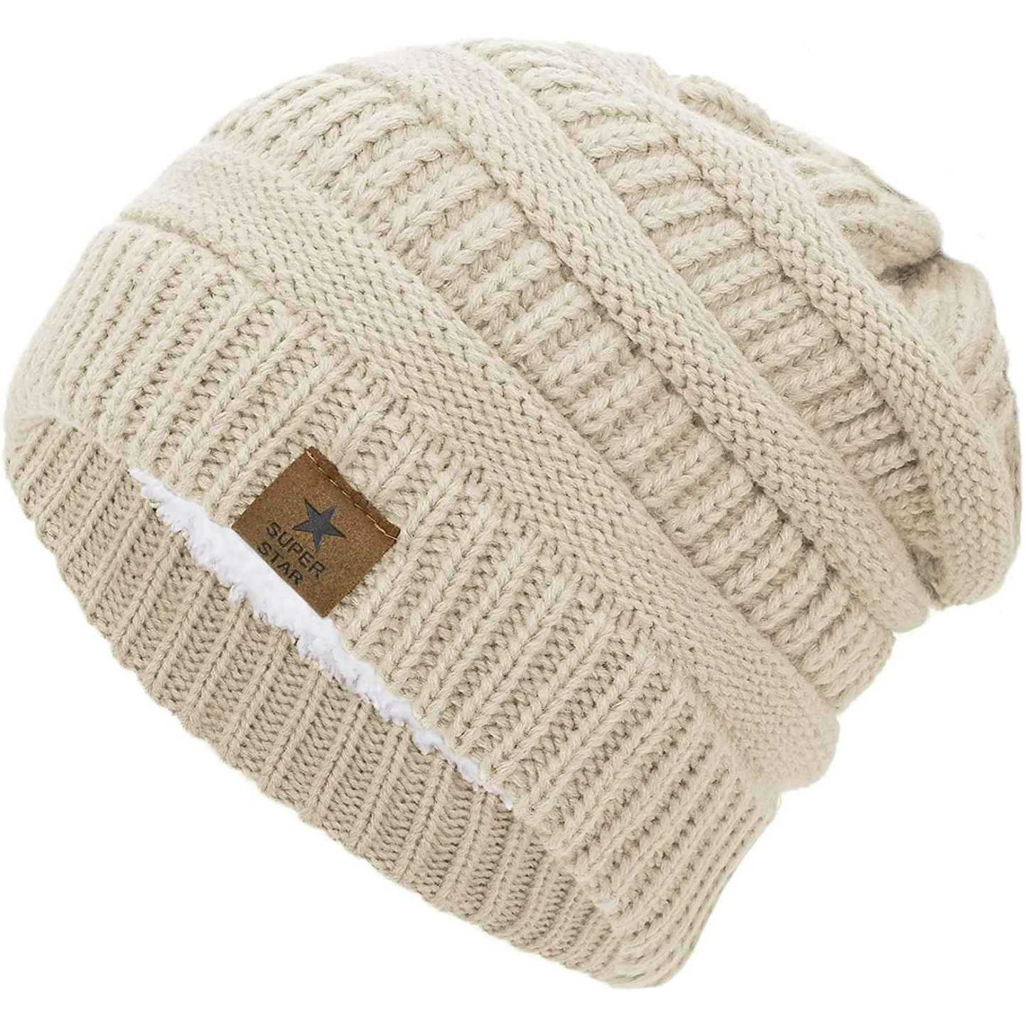 Winter Beanie Hats for Men Women Thick Knit Fleece Winter Warm Skiing Hat ZB071