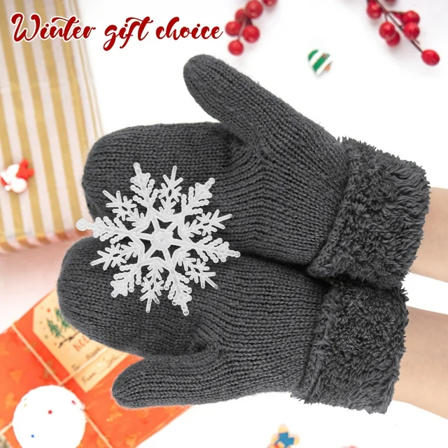 Women Warm Lining Mittens- Cozy Knit Thick Cold Weather Gloves 2Piece Set ZB119