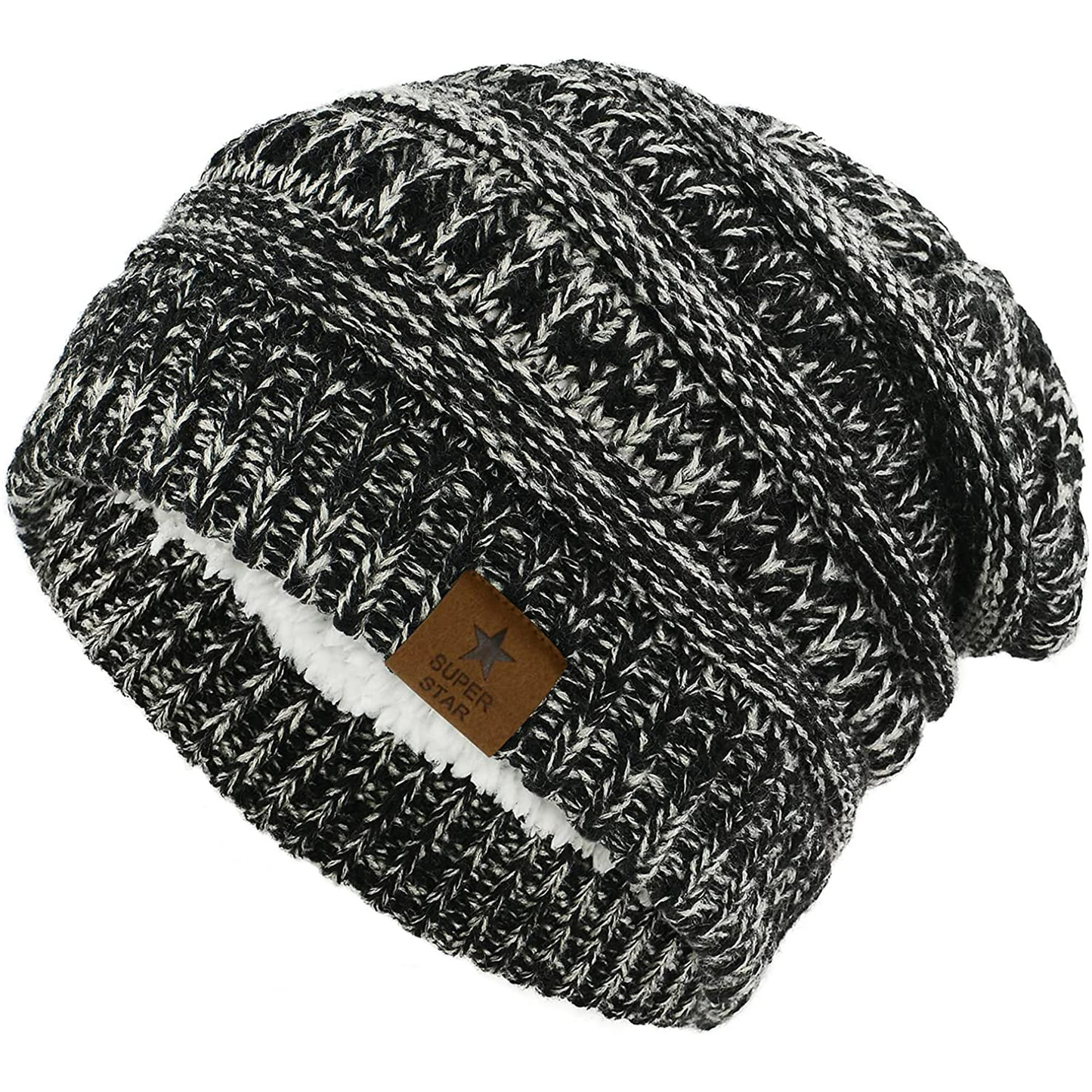 Winter Beanie Hats for Men Women Thick Knit Fleece Winter Warm Skiing Hat ZB071