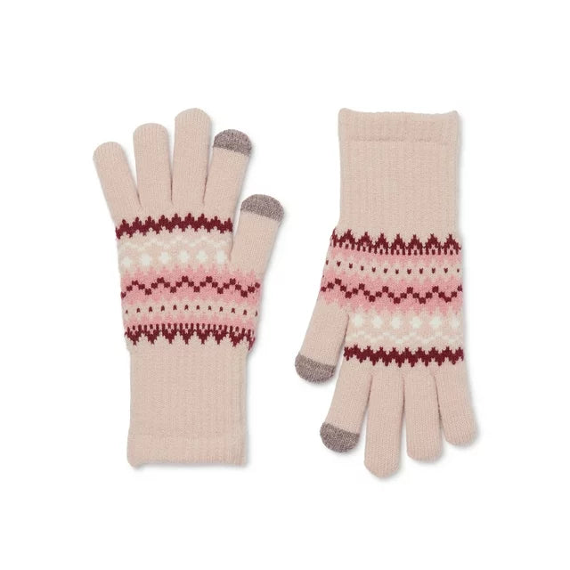 Women's Fair Isle Knit Gloves - ZB056