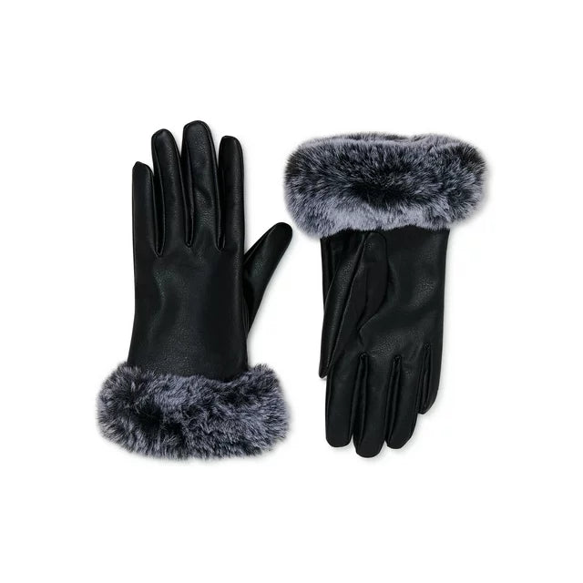 Women's Gloves with Faux Fur Cuff - ZB057