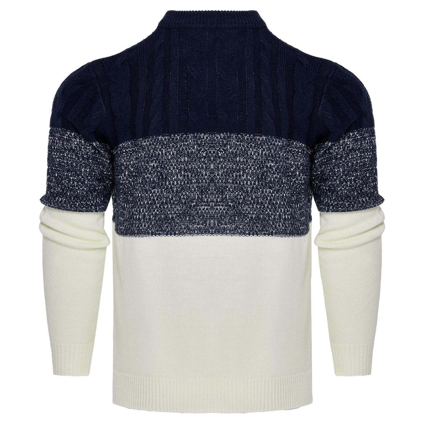 Men's Casual Color Block Long Sleeve Cable Knit Pullover Sweater