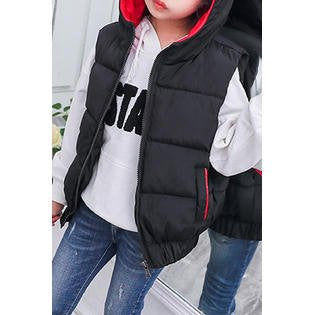 Kids Girls Puffy Style Full Zipper Casual Vest - KGJC42204