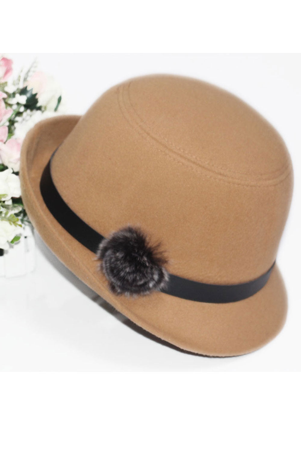 Women Cute Hairball Decoration Cold Protection Beret Hat - WBH93887