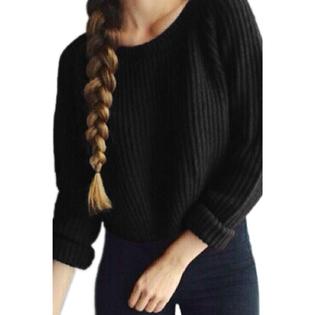 Women Round Neck Solid Color Winter Sweater    C4003KMSW