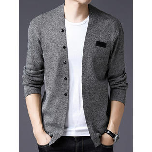 Men Solid Colored Long Sleeve Fashion Cardigan     C4232UC