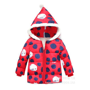 Toddler Baby Girls Dotted Zipper Warm Padded Jacket - C4502TCBGH
