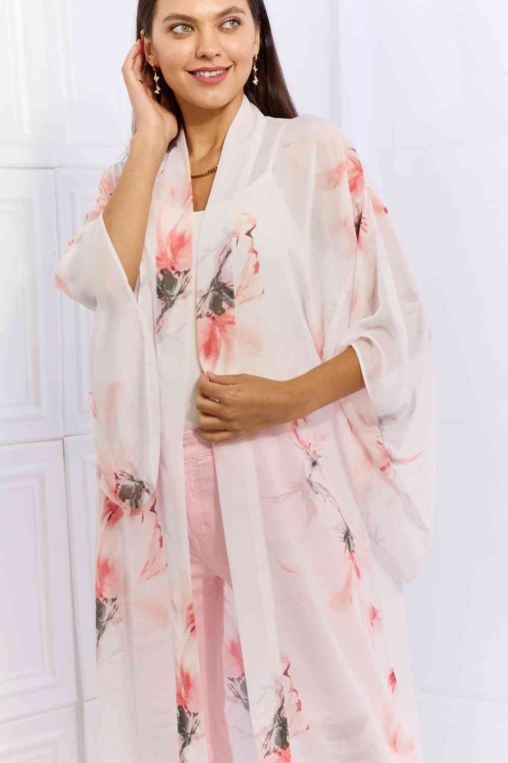 Women's OneTheLand Pick Me Floral Chiffon Kimono Cardigan