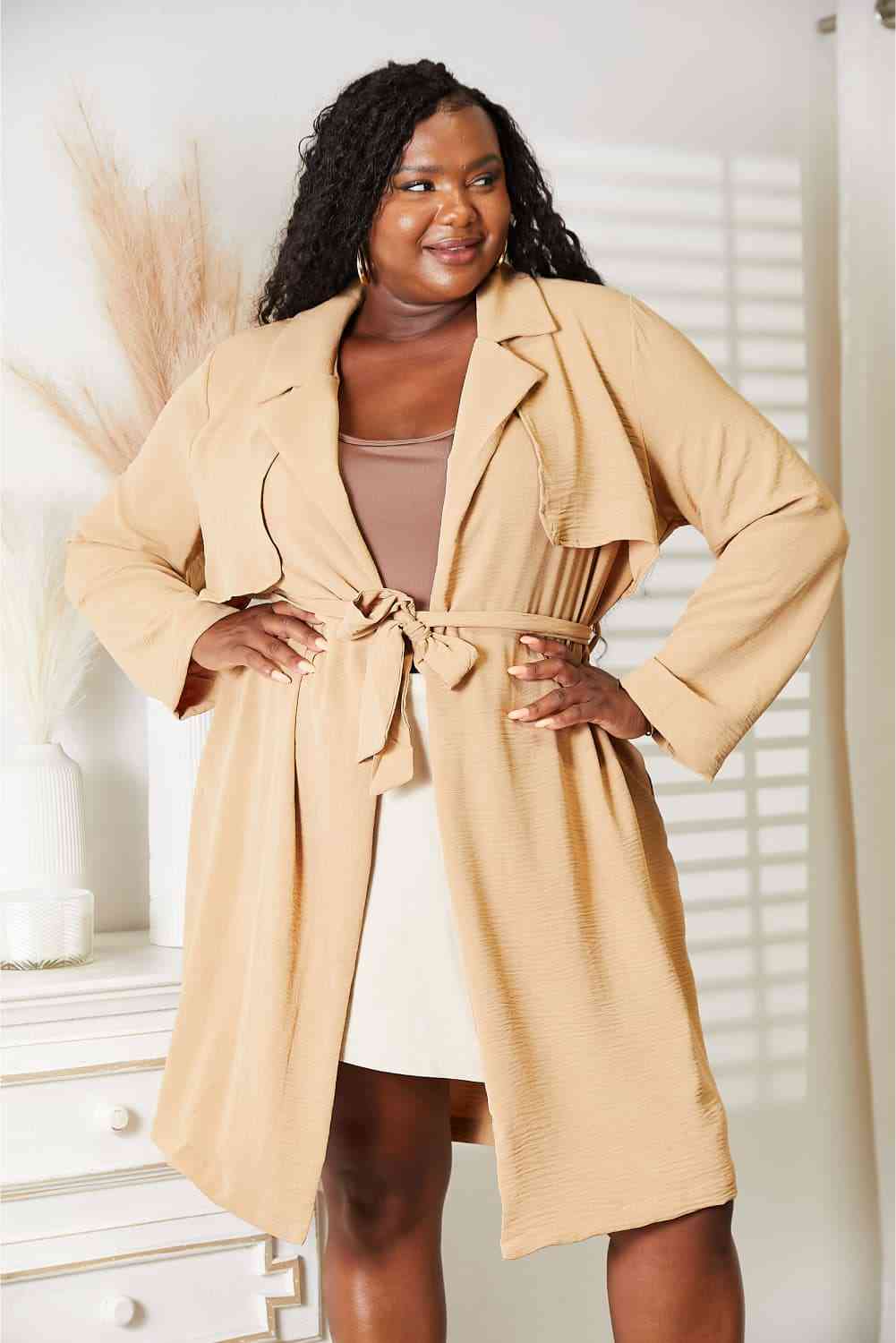 Women's Culture Code Full Size Tied Trench Coat with Pockets