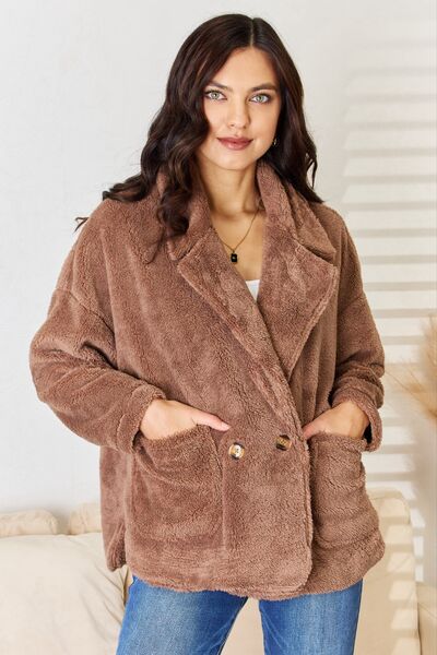 Women's Culture Code Double Breasted Fuzzy Coat