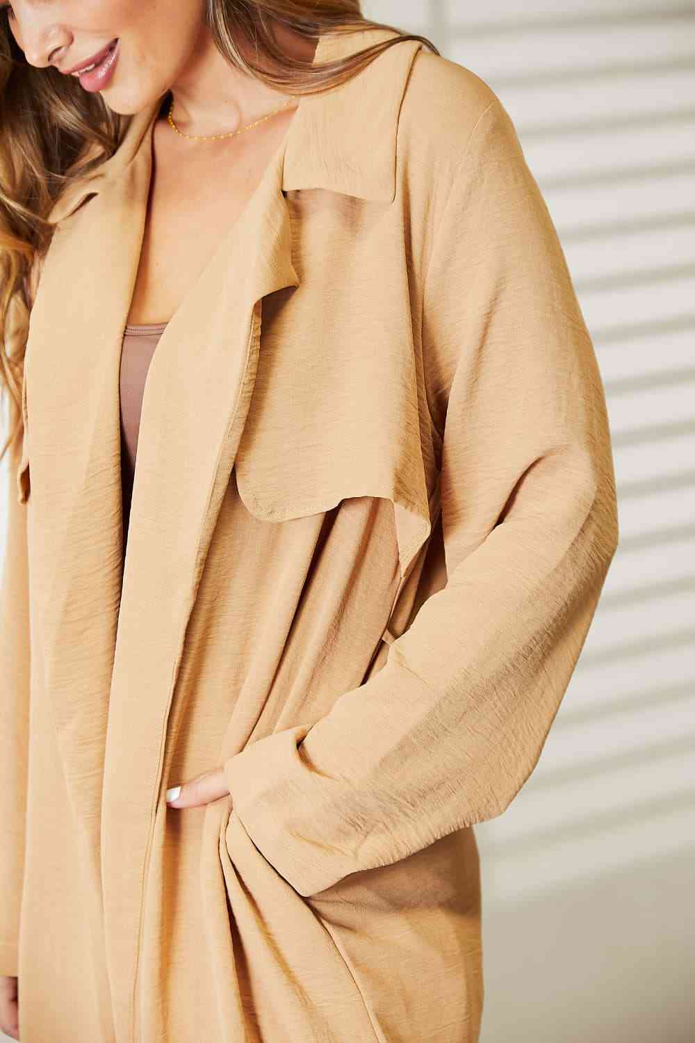 Women's Culture Code Full Size Tied Trench Coat with Pockets