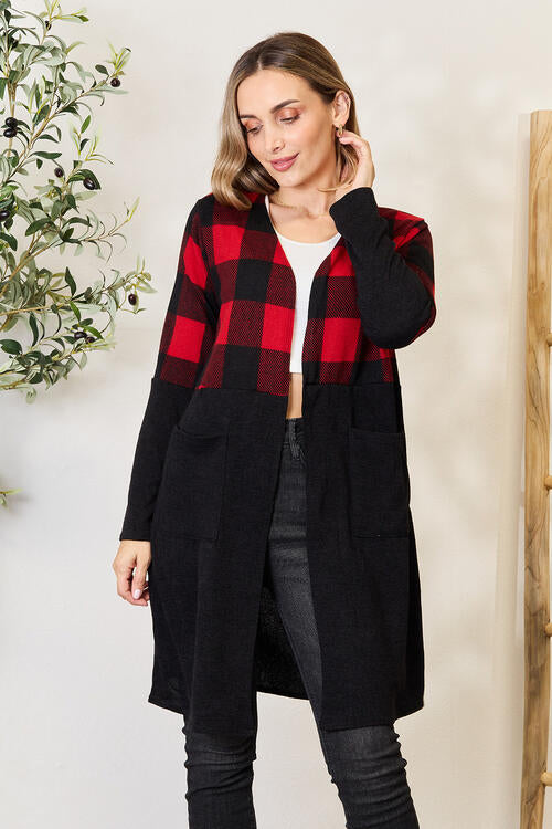 Women's Heimish Full Size Plaid Open Front Cardigan