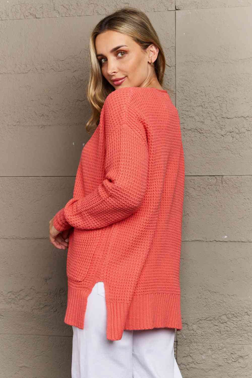 Women's Zenana Bright & Cozy Full Size Waffle Knit Cardigan