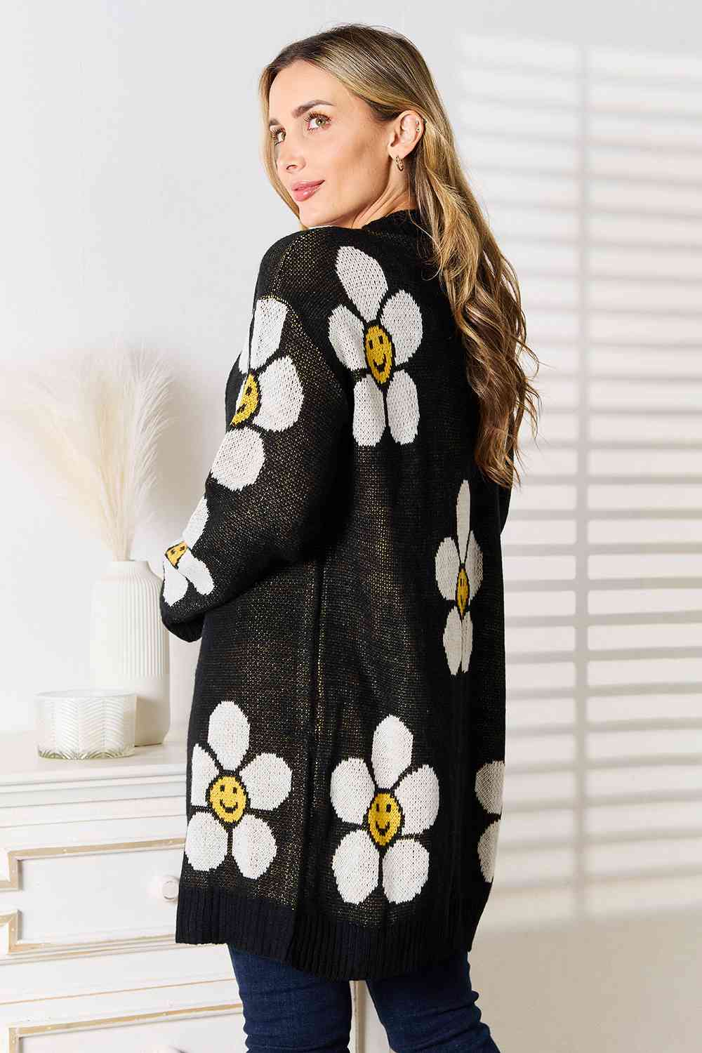 Women's Double Take Floral Button Down Longline Cardigan