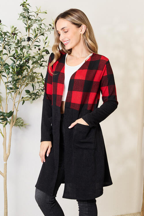 Women's Heimish Full Size Plaid Open Front Cardigan