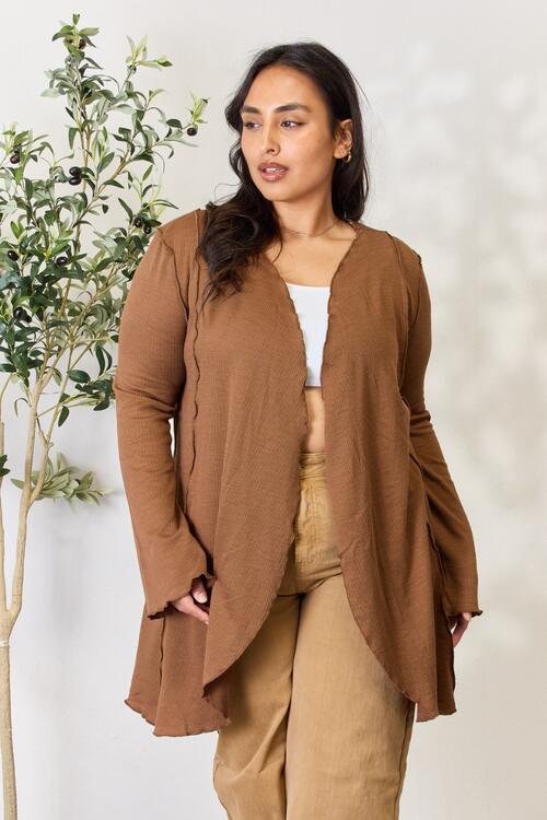 Women's Culture Code Full Size Open Front Long Sleeve Cardigan