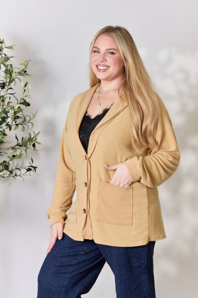 Women's Heimish Full Size Button Up Long Sleeve Cardigan