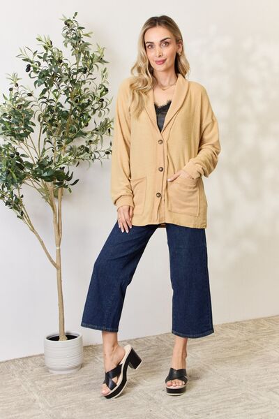 Women's Heimish Full Size Button Up Long Sleeve Cardigan