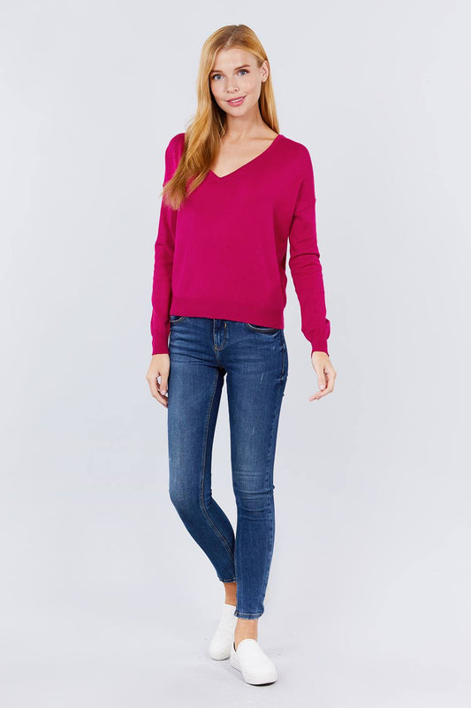 Women's V-neck Back Cross Sweater