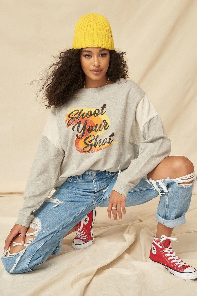 Women's A French Terry Knit Graphic Sweatshirt