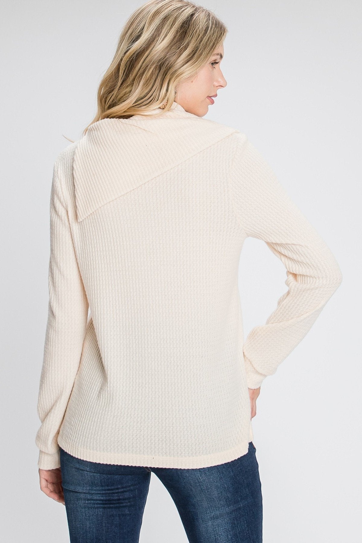 Women's Buttoned Flap Mock Sweater