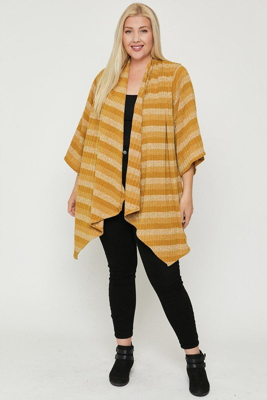 Women's Plus Kimono Style Striped Cardigan