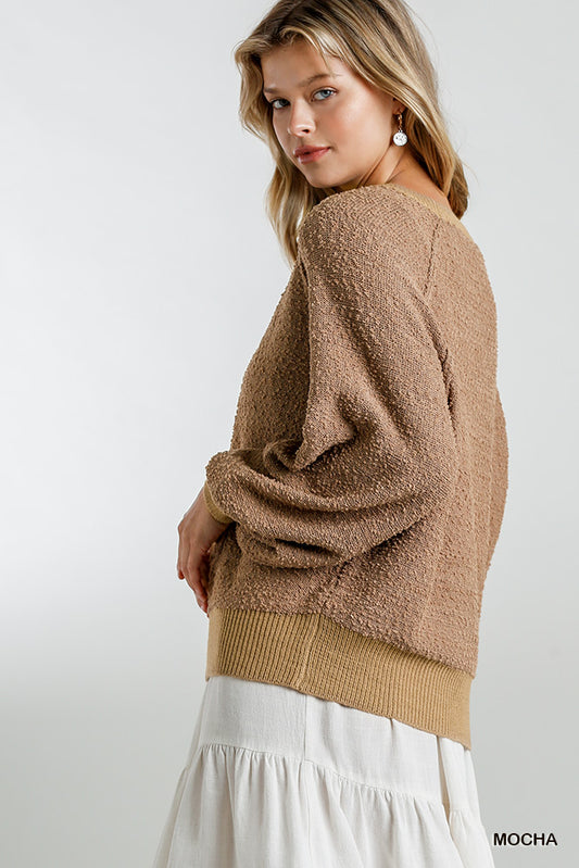 Women's Puff Sleeve Boat Neck Sweater