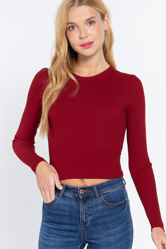 Women's Long Slv Open Back Sweater Top