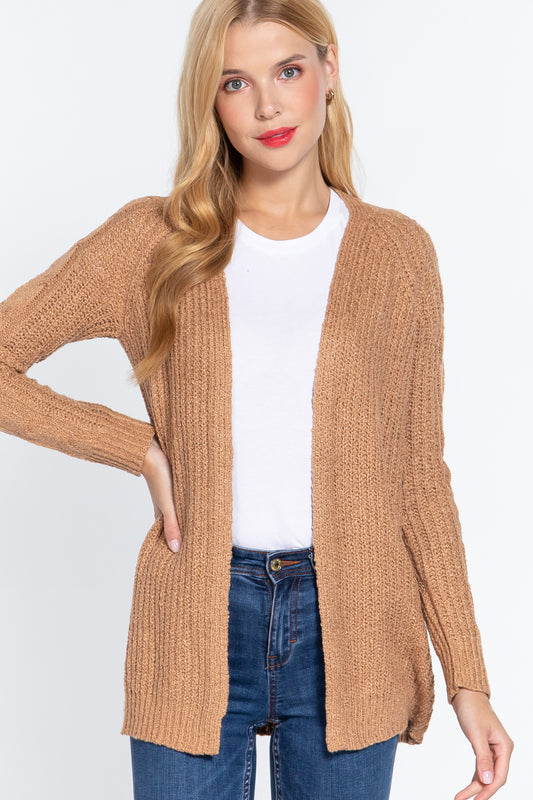 Women's  Long Slv Open Front Sweater Cardigan