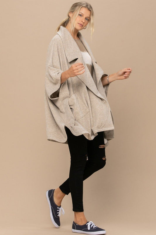 Women's Solid Knit Oversized Trench Jacket