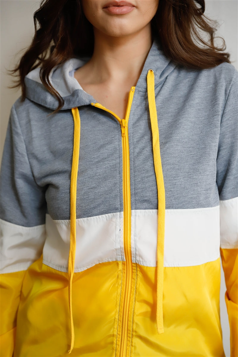 Women's Colorblock Zip-up Hooded Wind Jacket