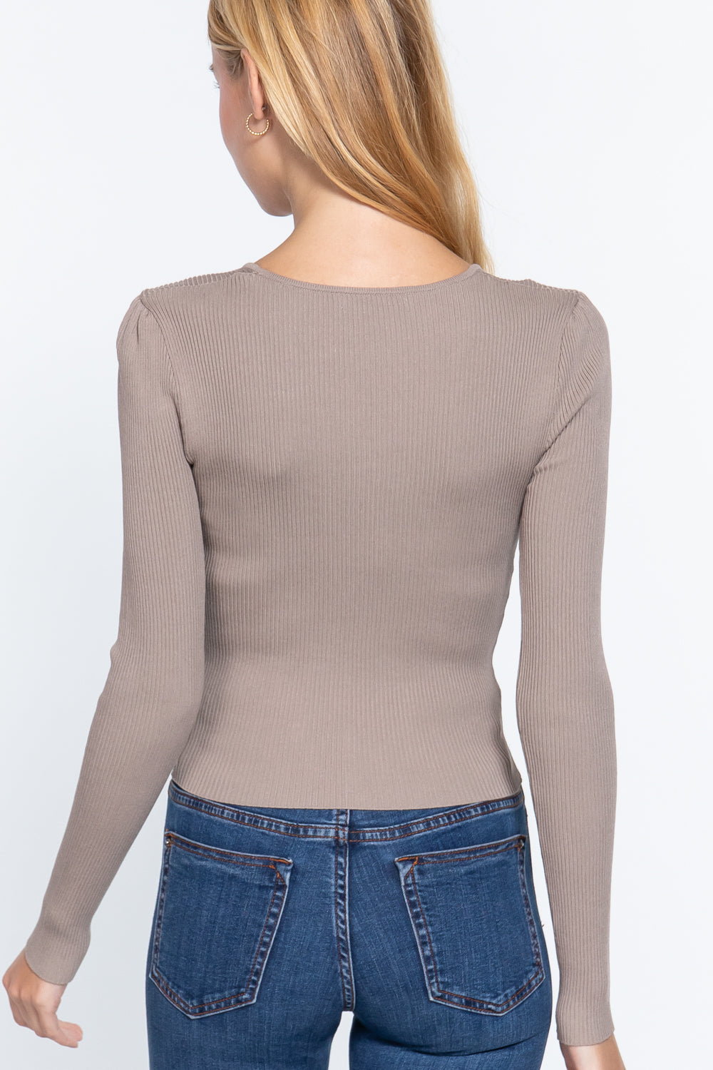 Women's Shirring Sweatheart Neck Sweater