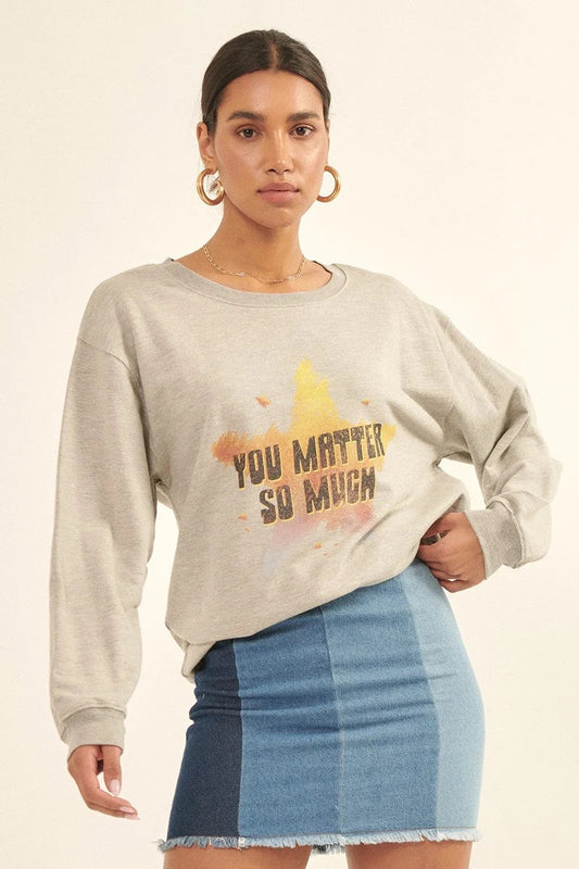 Women's Vintage-style, Multicolor Star French Terry Knit Graphic Sweatshirt