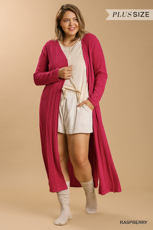 Women's Plus Open Front Long Body Cardigan