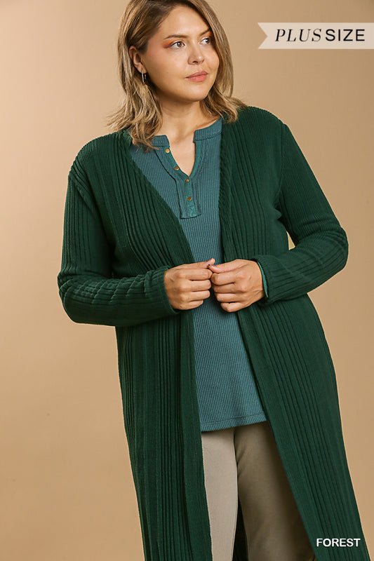 Women's Plus Open Front Long Body Cardigan