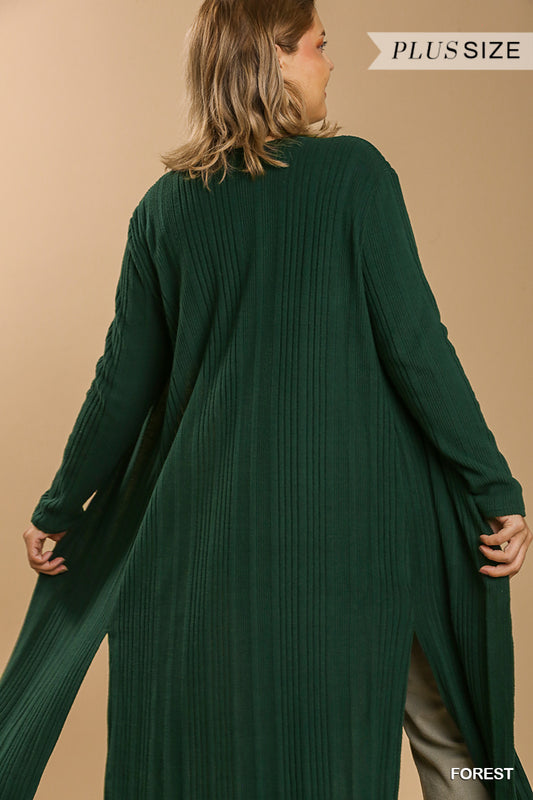 Women's Plus Open Front Long Body Cardigan