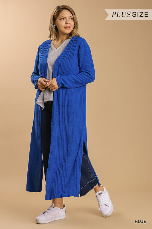 Women's Plus Open Front Long Body Cardigan