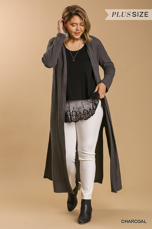 Women's Plus Open Front Long Body Cardigan