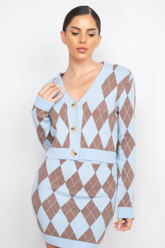 Women's Diamond Button-front Cardigan Top