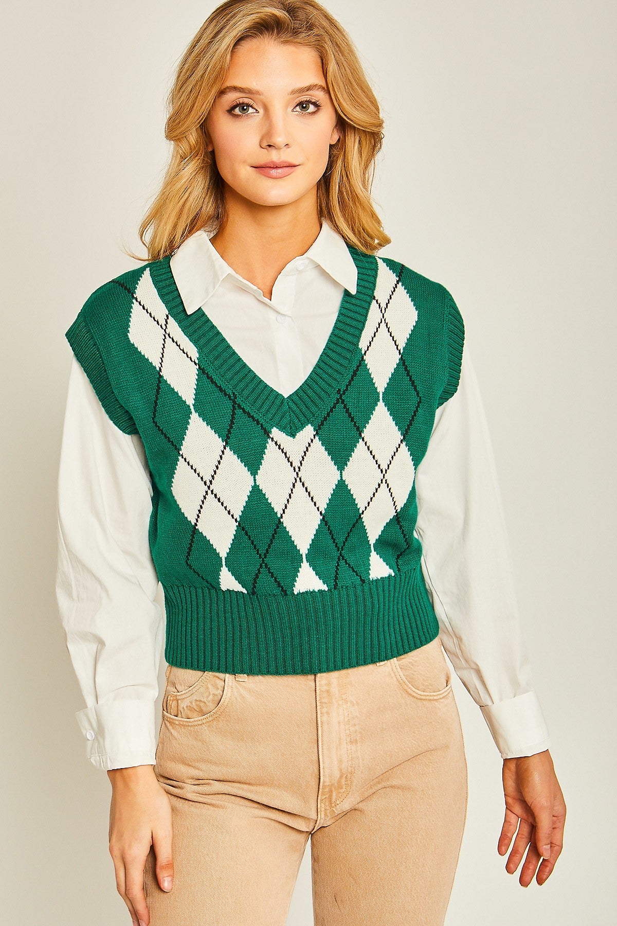 Women's Argyle Print Sweater Vest
