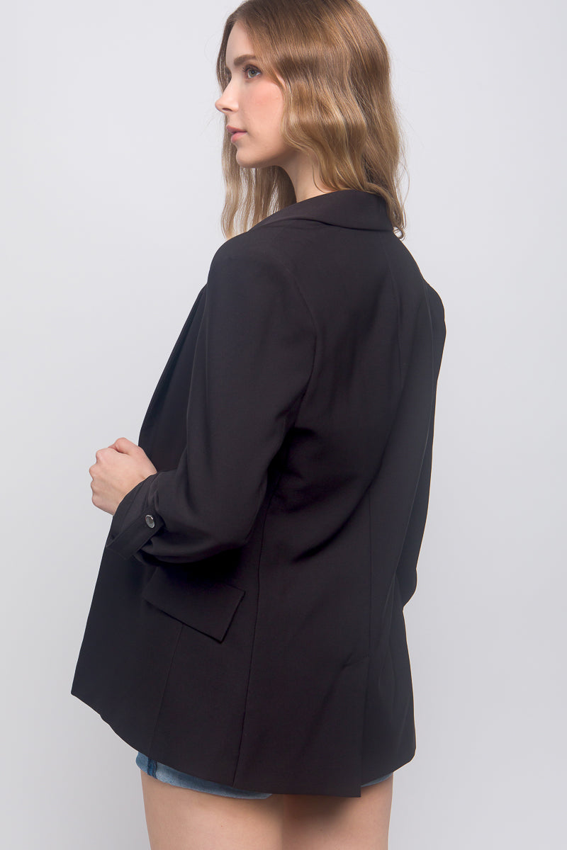 Women's Woven Solid 3/4 Sleeve Blazer