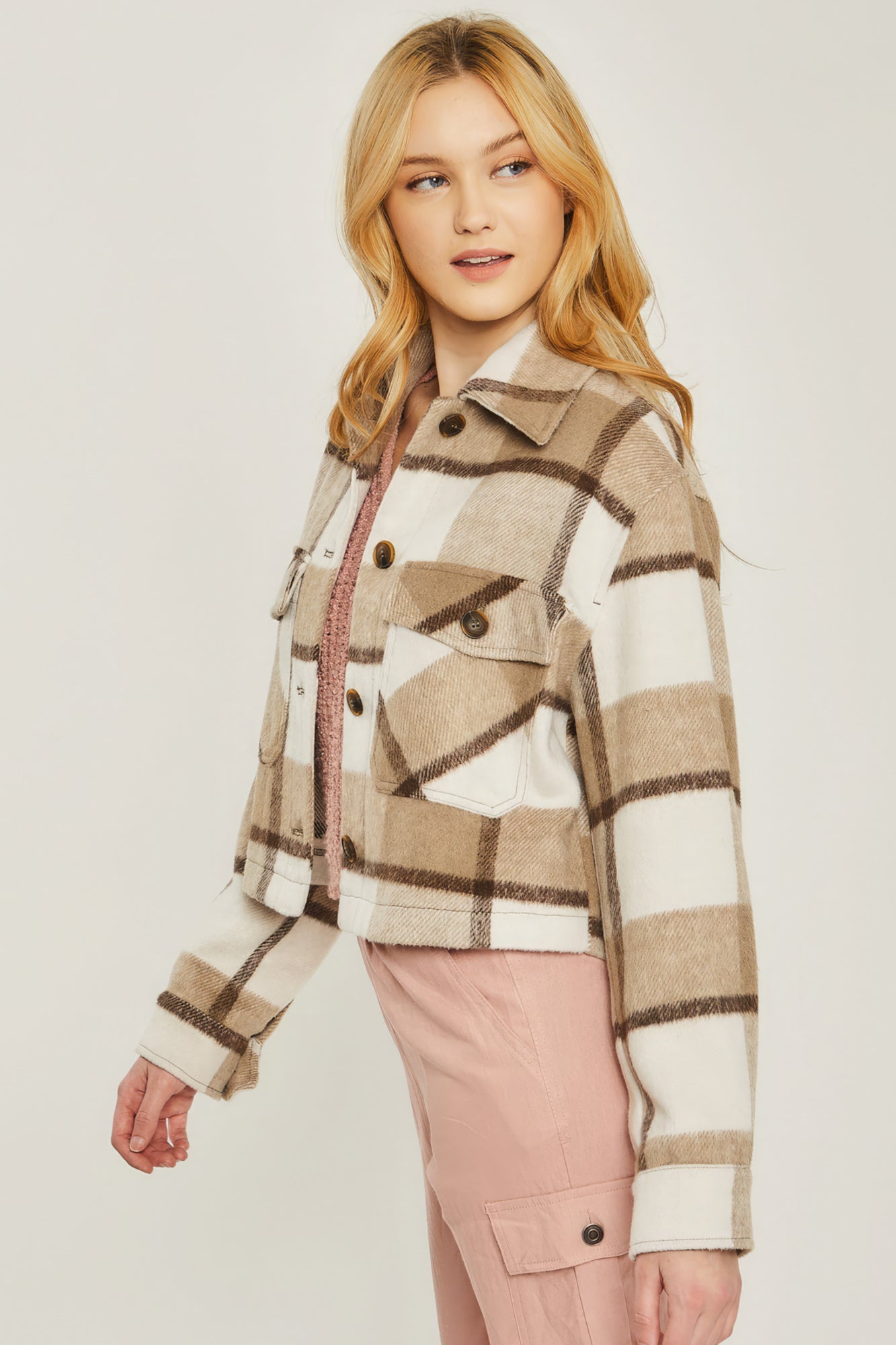 Women's Yarn Dyed Plaid Button Up Jacket