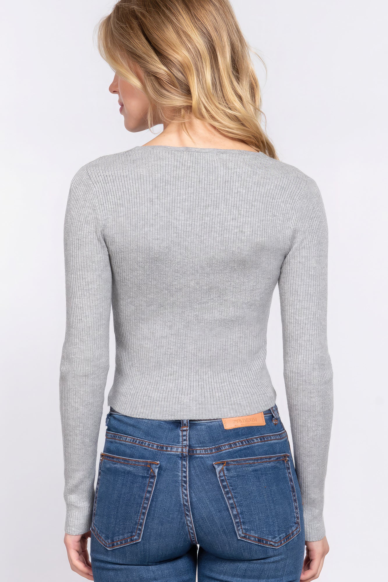 Women's V-neck Shirring Tie Detail Sweater