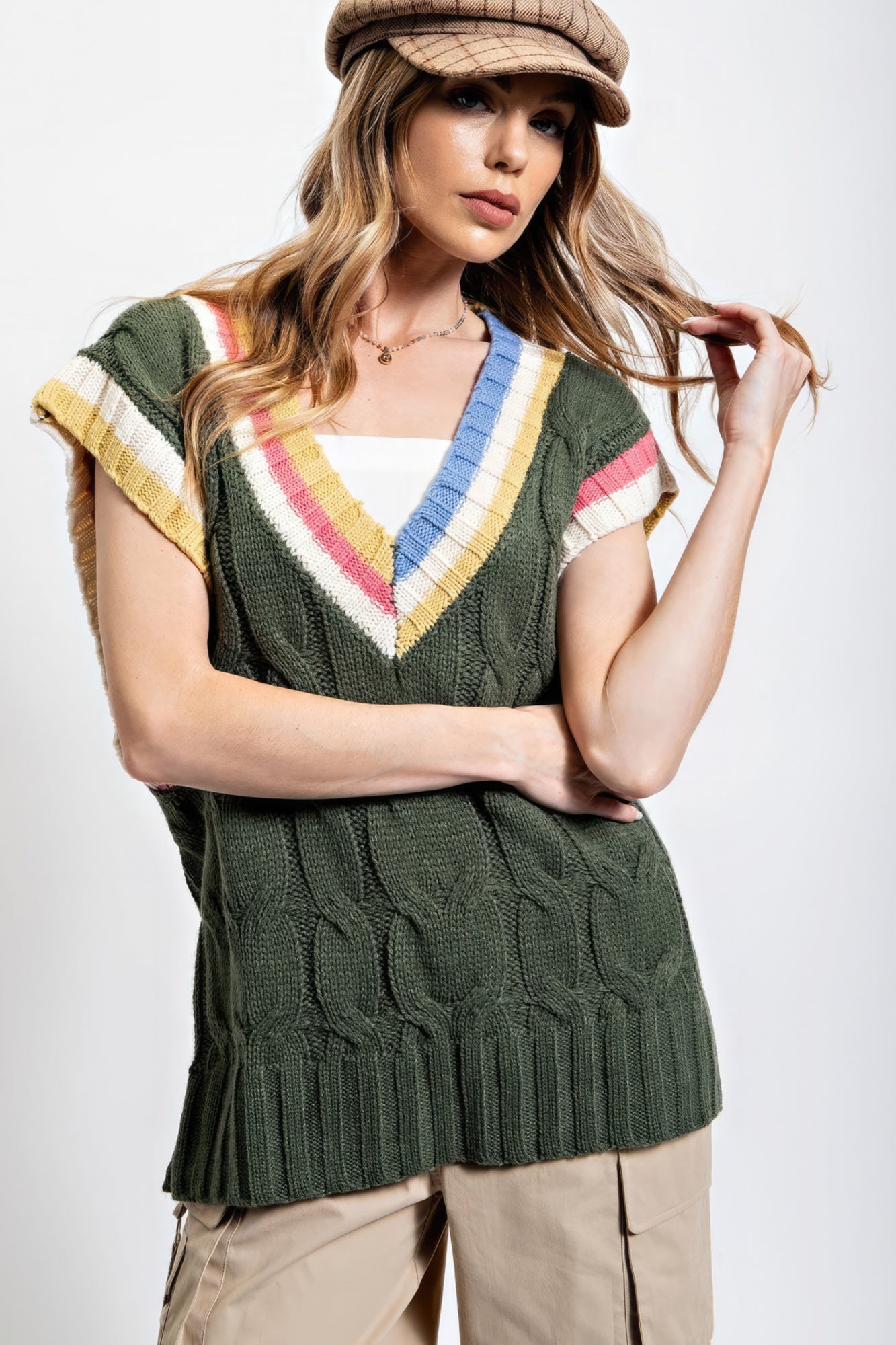 Women's Multi Color Knitted Sweater Vest