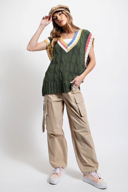 Women's Multi Color Knitted Sweater Vest