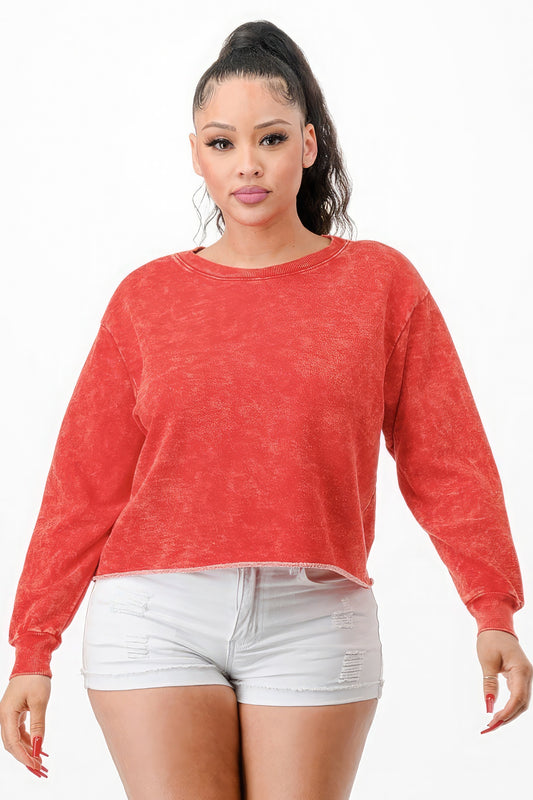 Women's Washed French Terry Cropped Sweatshirts