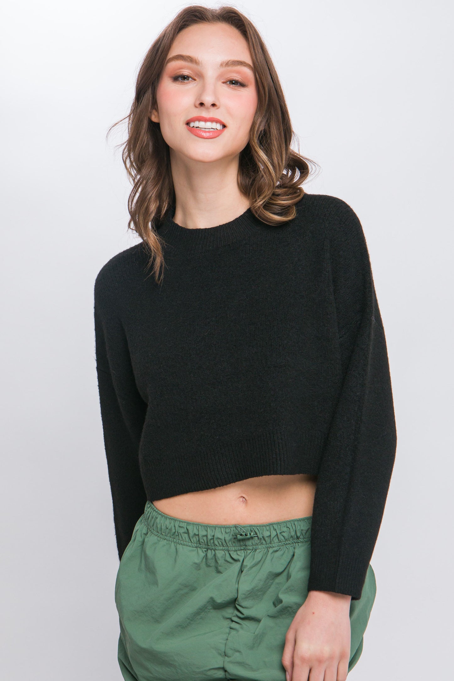 Women's Wool Blend Cropped Sweater Top