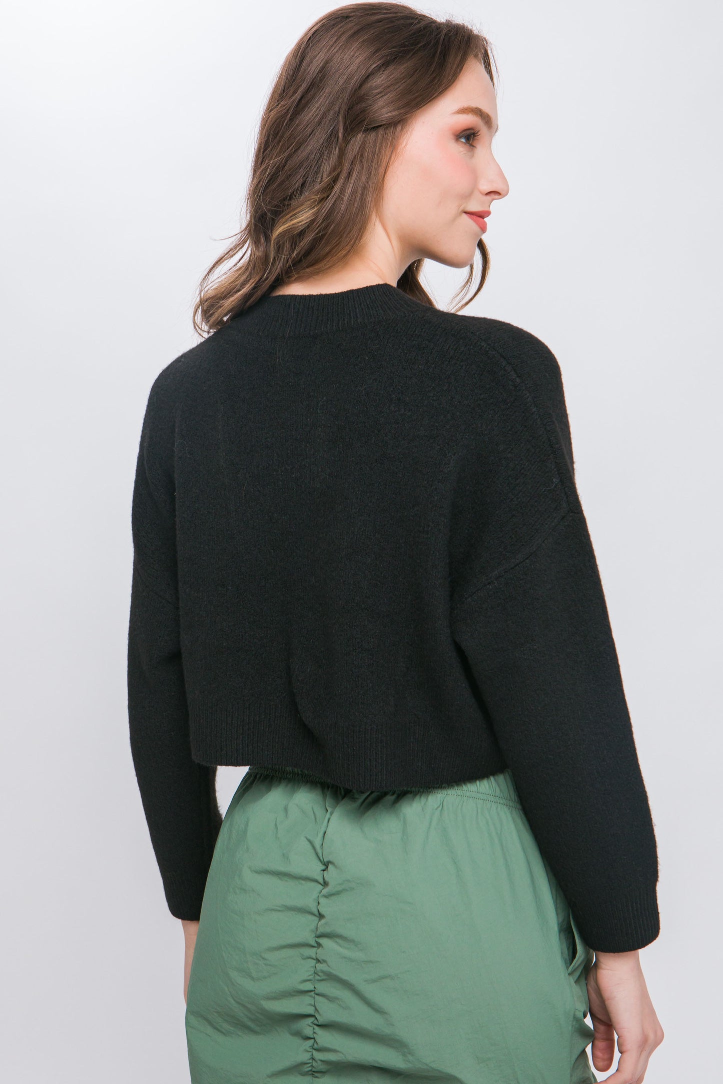 Women's Wool Blend Cropped Sweater Top