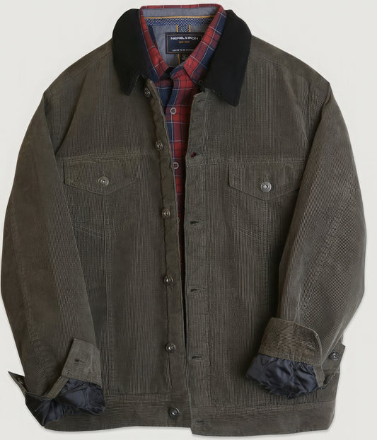 Men's Casual Corduroy Lined Trucker Jacket